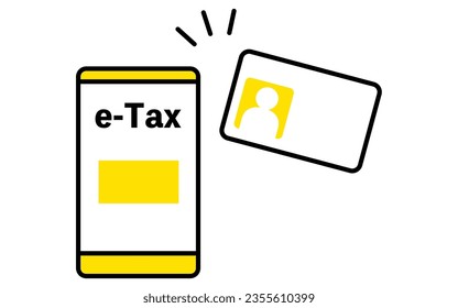 Final tax return procedure with the smartphone, read my number card with the smartphone for online filing, Vector Illustration