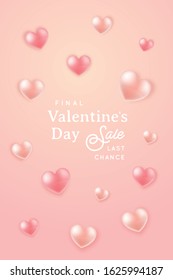 Final Valentine's Day Sale. Trendy vertical design for advertising and promo marketing. Vector illustration.
