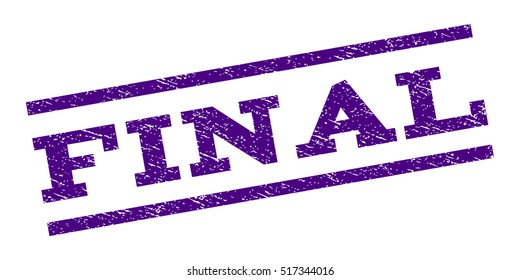Final watermark stamp. Text tag between parallel lines with grunge design style. Rubber seal stamp with dirty texture. Vector indigo blue color ink imprint on a white background.