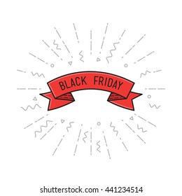 Finally Black Friday. Vector illustration, motivational quotes typographic poster design in flat style, thin line icons for frame, greeting card, e-mail newsletters, web banners