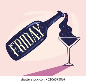 finally friday card with bottle and cup