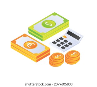 Finance and accountant icons in isometric style