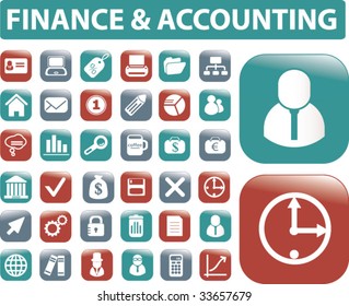 finance & accounting buttons. vector