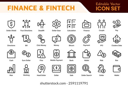 Finance and Accounting Icons Collection. Vector-Based Icons for Money Management, Investment, Taxes, and Business Finance
