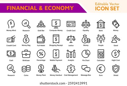 Finance and Accounting Icons Collection. Vector-Based Icons for Money Management, Investment, Taxes, and Business Finance