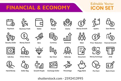 Finance and Accounting Icons Collection. Vector-Based Icons for Money Management, Investment, Taxes, and Business Finance
