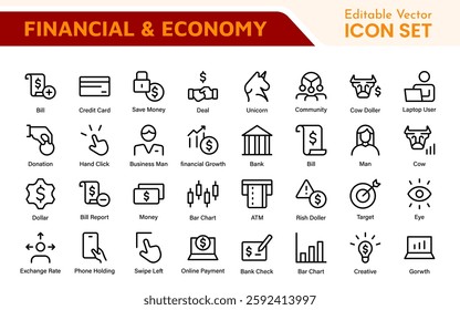Finance and Accounting Icons Collection. Vector-Based Icons for Money Management, Investment, Taxes, and Business Finance