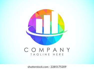 Finanz- und Rechnungslegungs-Logo, Design-Vektorgrafik in Low-Poly-Stil, Logo für Unternehmensfinanzierung