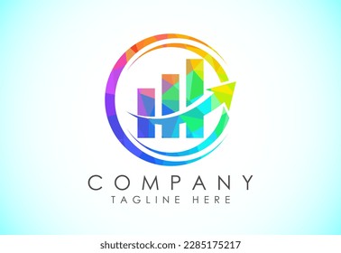 Logo de finanzas y contabilidad diseño de bajo estilo de arte de polos, plantilla vectorial, logotipo de finanzas empresariales