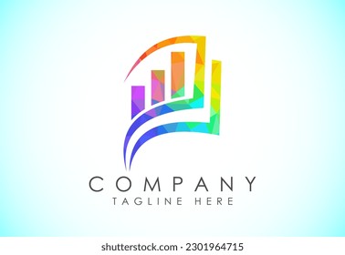 Finanz- und Rechnungslegungs-Logo, Design-Vektorgrafik in Low-Poly-Stil, Logo für Unternehmensfinanzierung