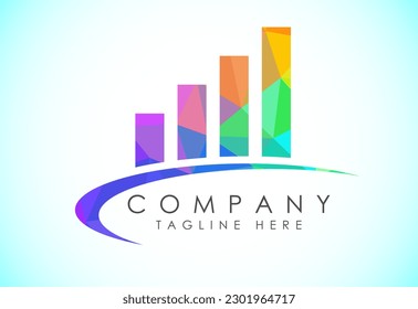 Finanz- und Rechnungslegungs-Logo, Design-Vektorgrafik in Low-Poly-Stil, Logo für Unternehmensfinanzierung