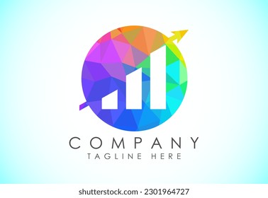 Logo de finanzas y contabilidad diseño de bajo estilo de arte de polos, plantilla vectorial, logotipo de finanzas empresariales