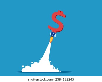 Finance advances and grows. Money soars in the sky vector