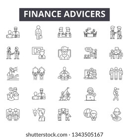 Finance advicers line icons for web and mobile design. Editable stroke signs. Finance advicers  outline concept illustrations