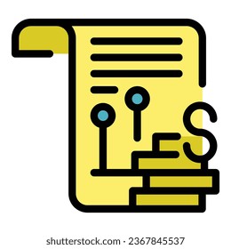 Finance agent icon outline vector. Small bank. Lender credit color flat