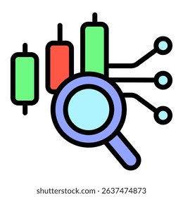 Finance Analysis icon for AI Investment Stock Market Concept. Artificial Intelligence Automation Trading Stock or Bitcoin Investment Economy Vector within Colors Outline Stroke Vector Illustration