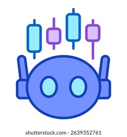 Finance Analysis icon for AI Investment Stock Market Concept. Artificial Intelligence Automation Trading Stock or Bitcoin Investment Economy Vector within Colors Outline Stroke Vector Illustration