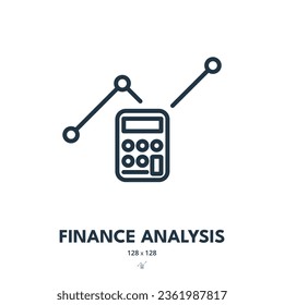 Icono de análisis de finanzas. Datos, finanzas, informe. Stroke editable. Icono de vector simple