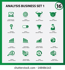Finance and analysis icons,Green version,vector