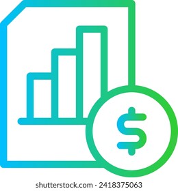 Icono de negocio de rendimiento de análisis de finanzas con estilo de contorno de gradiente azul y verde. negocios, análisis, finanzas, gráfico, gráfico, tecnología. Ilustración vectorial