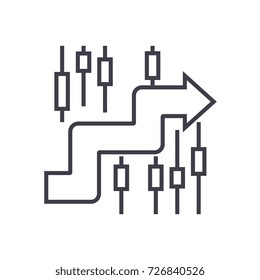 finance analysis vector line icon, sign, illustration on background, editable strokes