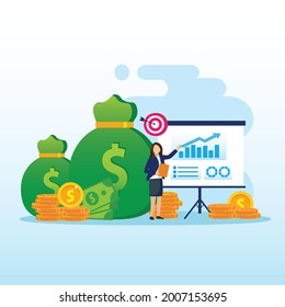 Finanzanalyst Assistant, Berater Financial. Business Creativity Konzept Illustration Vektorgrafik.