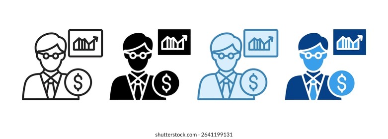 Finance Analyst Icon Set Multiple Style Collection