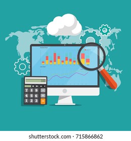 Finance, analytics, economy. Flat design ,Business growth concept illustration. Finance. Economy.