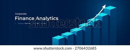 Finance Analytics Growth Up 3D Rectangular Cubes, Business Investment Stats, Financial Analysis Graph Up, Stock Chart Data Base, Trading Statistics Business Presentation Slides. Vector illustration