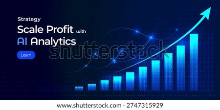 Finance Analytics Growth Chart Uptrend Revenue Profit Performance Dashboard Metrics Forecast Investment Market Trading Stock. Vector Illustration