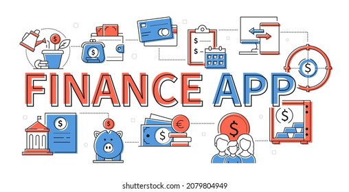 Finance app - colorful line design style banner