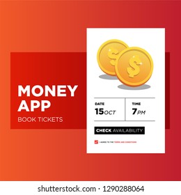 Finance App Design with Gold Dollar Coin
