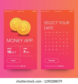 Finance App Design with Gold Dollar Coin