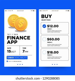 Finance App Design with Gold Dollar Coin