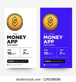 Finance App Design with Gold Dollar Coin