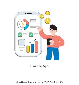 Finance App Flat Style Design Vektorgrafik. Stockillustration