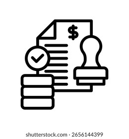 Finance Approval Icon Line Vector Illustration