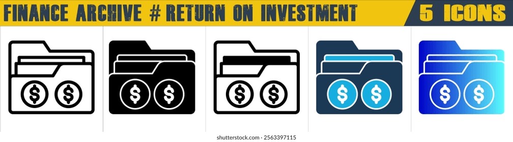 Finance Archive icon with 5 styles (outline, solid, mixed, duotone and solid gradient)