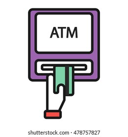 Finance atm and business vector payment card icon set