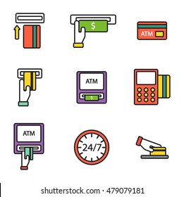 Finance atm and business vector payment card icon set