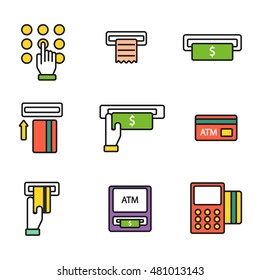 Finance atm and business vector payment card icon set