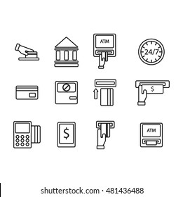 Finance atm and business vector payment card icon set