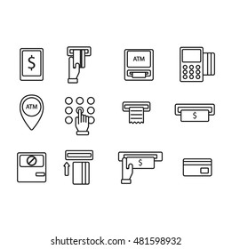 Finance atm and business vector payment card icon set