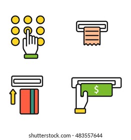 Finance atm and business vector payment card icon set