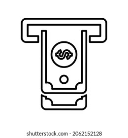 Finanzas, atm, retirar icono de línea. vector de contorno.