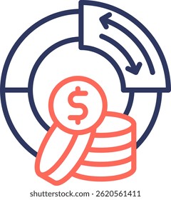 Finance Automation Icon Line Color Vector Illustration