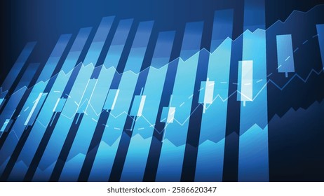 finance background. stock market and business investment concept. bar chart with candlestick with line indicator