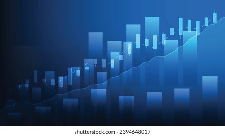 finance background with stock market statistic trend with candlesticks and bar chart