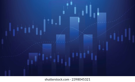 finance background with stock market statistic trend with candlesticks and bar chart