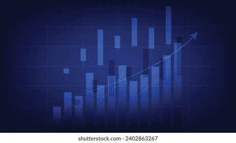 finance background with stock market statistic trend with candlesticks and bar chart